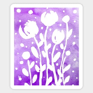 Whimsical watercolor flowers – purple Magnet